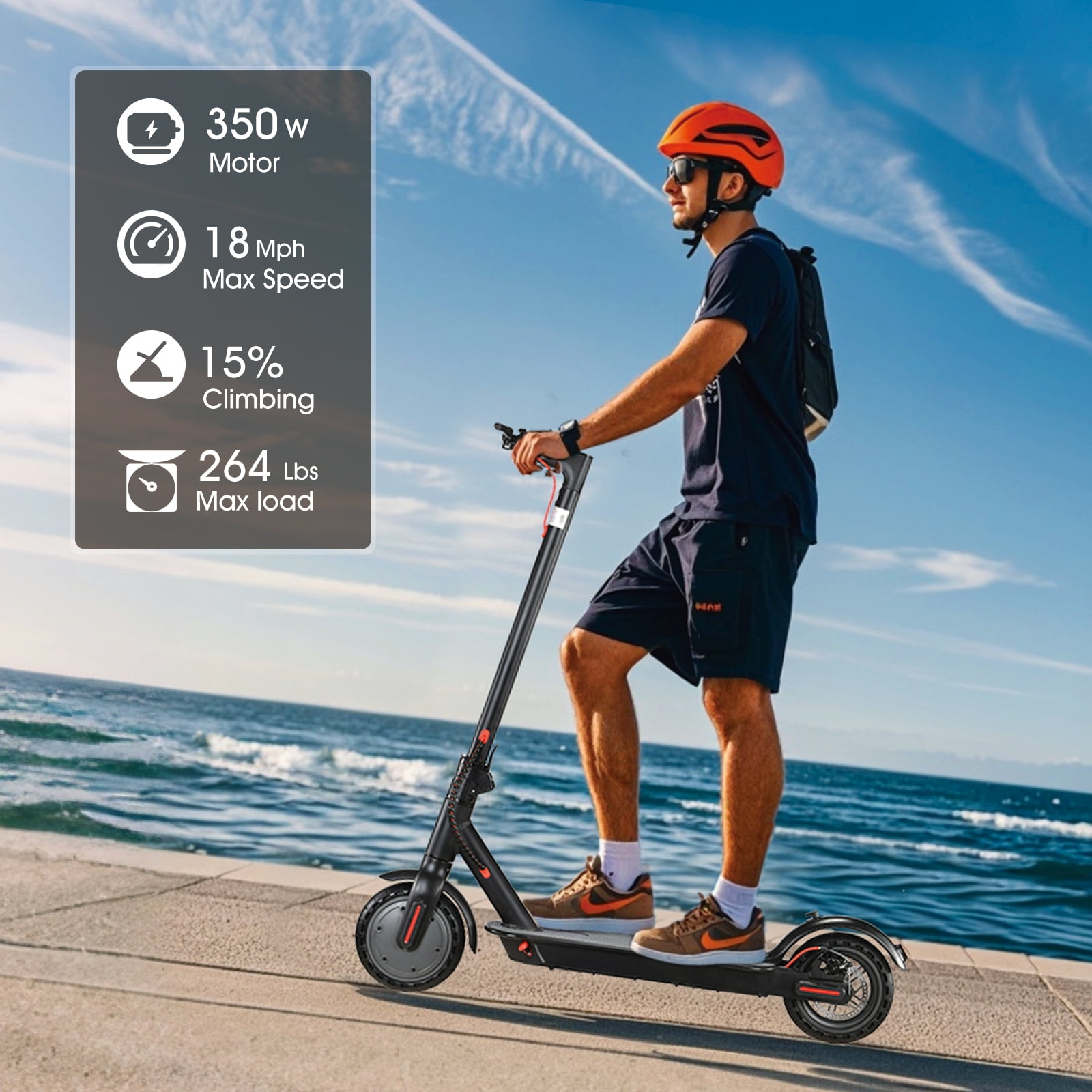 ZCJ Electric Scooter, 350W/500W Motor, Top Speed 19/22 mph, Max 16