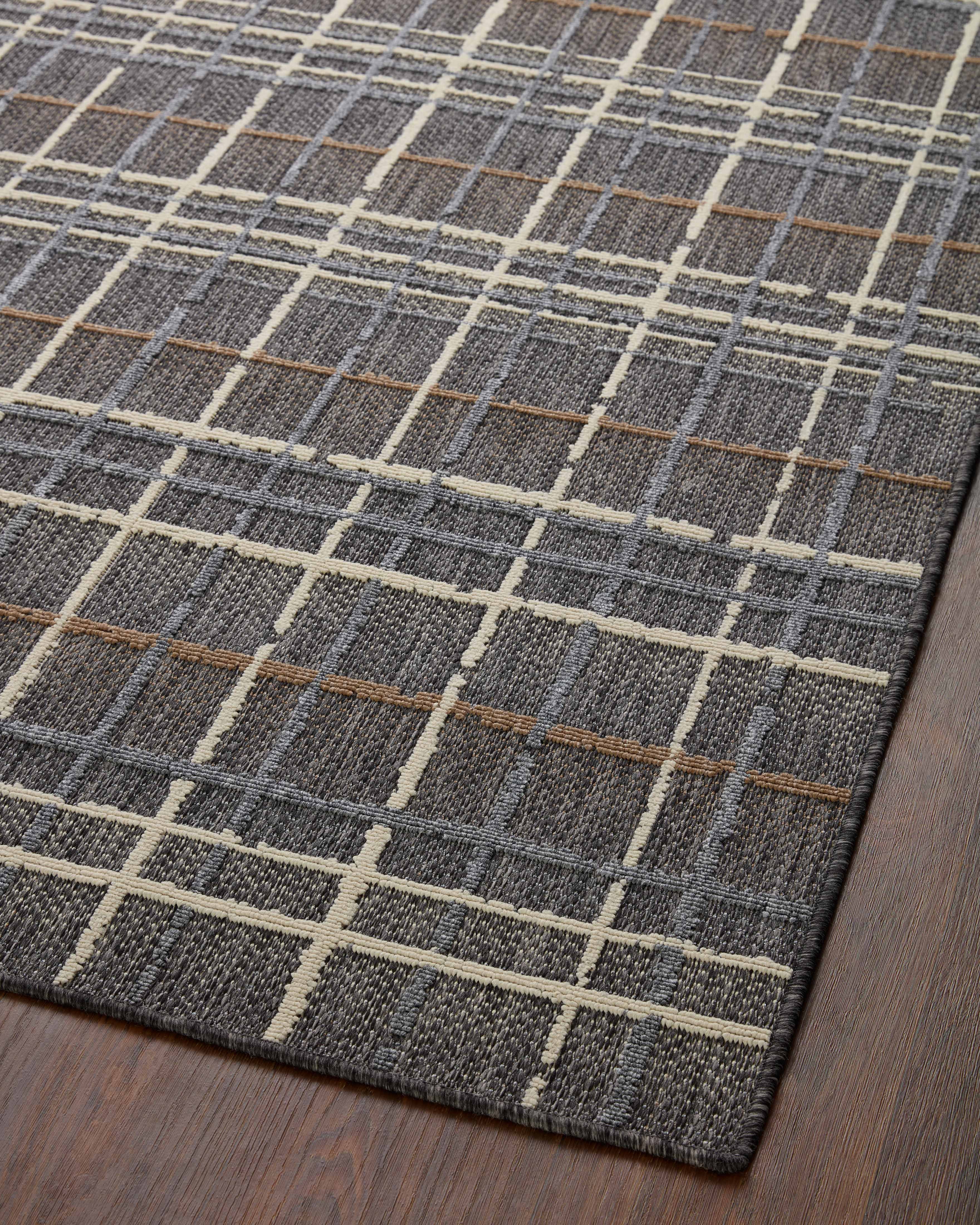 Indoor Outdoor Loloi Rainier Charcoal / Multicolor 18" x 18" Sample Rug