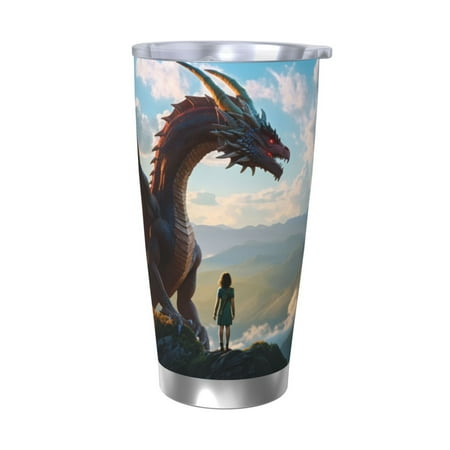 

Qekee Clear Sky Mountain Red Dragon Print 20OZ Car Cup Stainless Steel Vacuum Insulated Tumbler Tumbler Cup With Lid And Straw Travel Coffee Mug-Without Straw