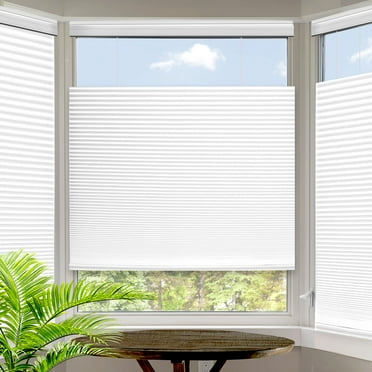 Biltek Top-Down Blinds Cordless Privacy Cellular Honeycomb Pleated Shades, White,  66"W x 64"H