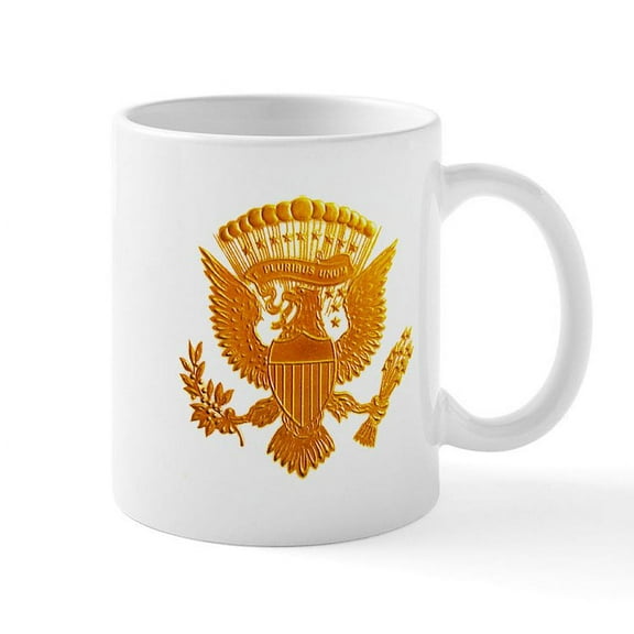 CafePress - Vintage Gold Presidential Seal Mug - 11 oz Ceramic Mug - Novelty Coffee Tea Cup
