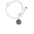 thumbnail image 1 of Delight Jewelry Silvertone Antiqued Round Seal - Initial - Q - Silver-tone Rose Link Chain Bracelet, 6.25"+1.75" Extender, 1 of 4
