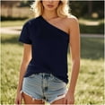thumbnail image 2 of HADST Blouses for Womens Relaxed Fit Short Sleeve Casual T-Shirts Off the Shoulder Plus Size Summer Tops S-XXL, 2 of 8