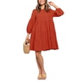 thumbnail image 1 of Mialoley Robe Mini pour Femmes, Manches Longues Col Rond Plissé Robe Ample Ligne A Automne, 1 of 8