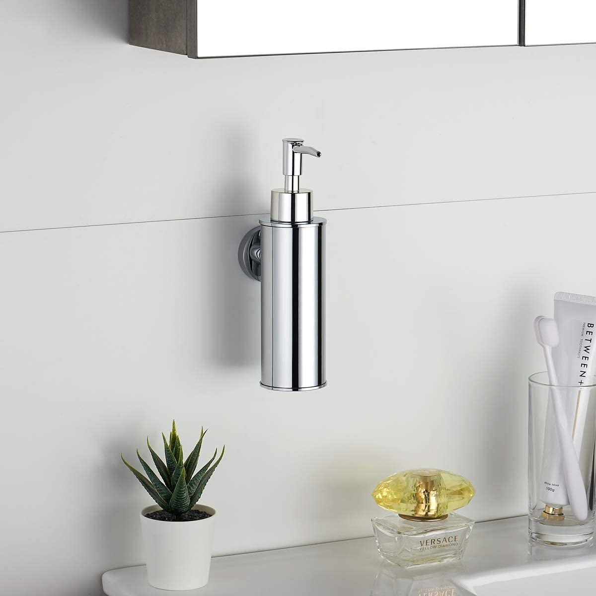 ABPETE Soap Dispenser Stainless Steel 304 Chrome Wall Mount Liquid and Soap Dispenser for Kitchen and Bathroom