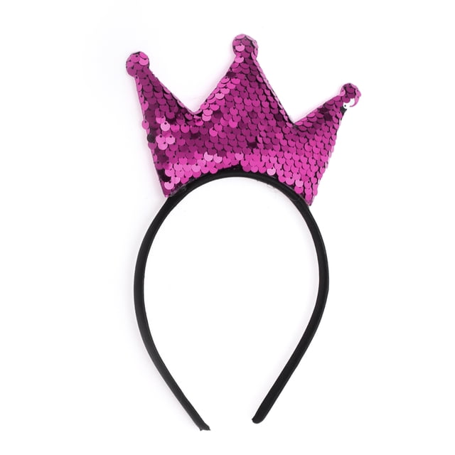 Accesorios Únicos 1 Pc Diadema de Lentejuelas de Moda para Mujeres y Niñas Rojo Rosa