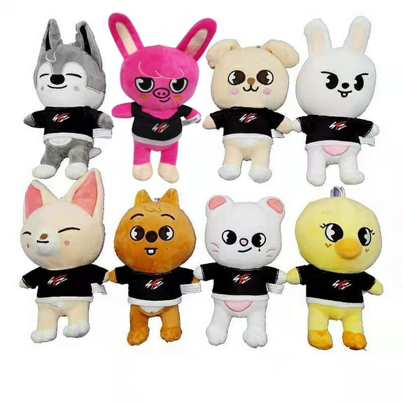 Skzoo Stray Kids Plushies Set of 8, 9.8-Inch Stray Kids Plush, Cute K-pop Cartoon Character Plush Toys, Gifts for K-pop Fans,Girls and Women (8PCS)