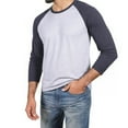 thumbnail image 5 of Men's Long Sleeve Crew Neck Baseball Shirt, Casual Dynamic Cotton Raglan T Shirts, Charcoal Gray/Heather Gray 2XL, 1 Count, 1 Pack, 5 of 7