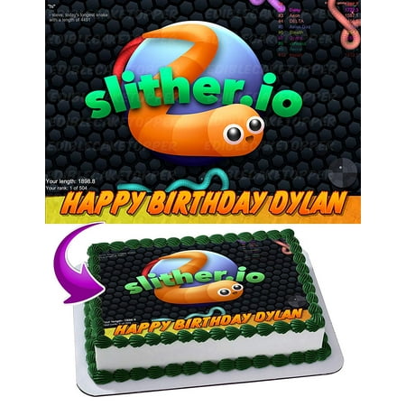 Slither io Edible Cake Image Topper Personalized Picture 1/4 Sheet (Best Way To Play Slither Io)