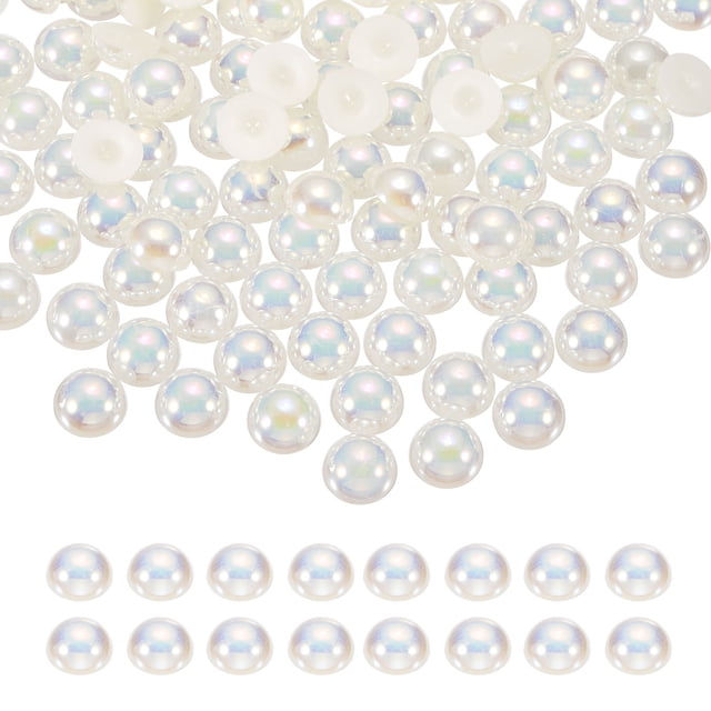 1300Pcs Perla Media, Perlas Imitación Plásticas Planas de 6mm Cabochón para Manualidades DIY Ropa (Beige AB)