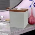 thumbnail image 3 of nu steel Boutique tissue box cover,part of our Concrete Bathroom accessory set high quality Stone /Wood Square Facial Tissue Box Holder for Bathroom Vanity Countertops,Bedroom Dressers-Stone finish, 3 of 5