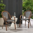 thumbnail image 2 of GDF Studio Symonds Outdoor French Bistro Chairs, Set of 2, Black, White, and Brown Wood, 2 of 7