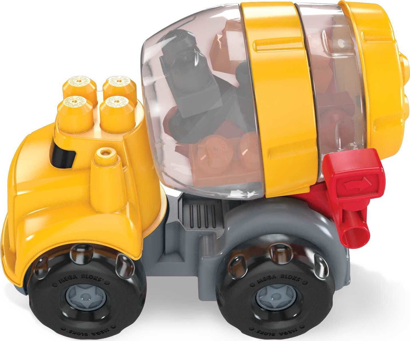 MEGA BLOKS Fisher-Price Building Toy Blocks Cat Cement Mixer Truck (9 Pieces) For Toddler