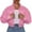 Pink, variant on Hontri Women's Puffer Jackets, Women Autumn and Winter Cotton Coat Shiny Metal Short Cotton Coat Red L