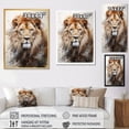 thumbnail image 4 of Designart "A Captivating Lion Portrait in Photography" Animals Floater Framed Wall Art Living Room, 4 of 7