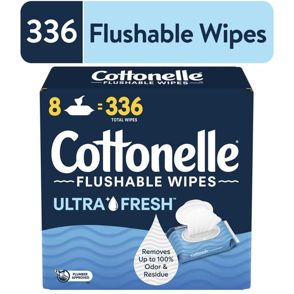 Cottonelle Ultra Fresh Flushable Wet Wipes, 8 Flip-Top Packs