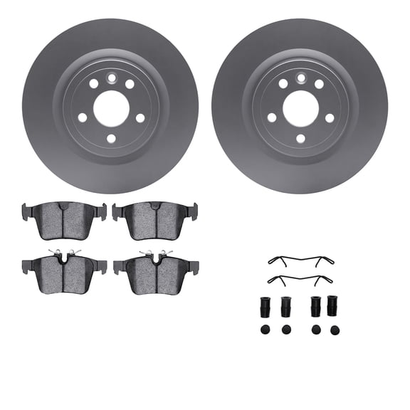 Dynamic Friction Company Rear Geospec Brake Rotors with 5000 Advanced Brake Pads includes Hardware 4512-20063