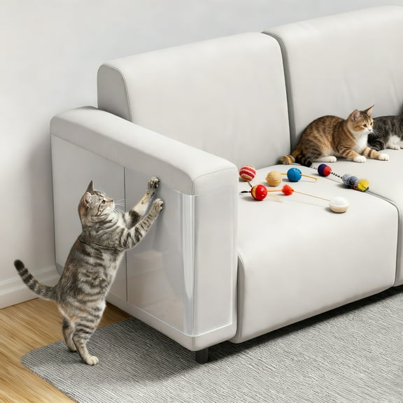 Anti Cat Scratch Furniture Protector, 10-Pack Couch Protector from Cat Claws – Heavy-Duty and Easy-to-Apply Scratch Deterrent and Shield for Sofa Corners, Leather, and Doors – Includes 50 Twist Pins