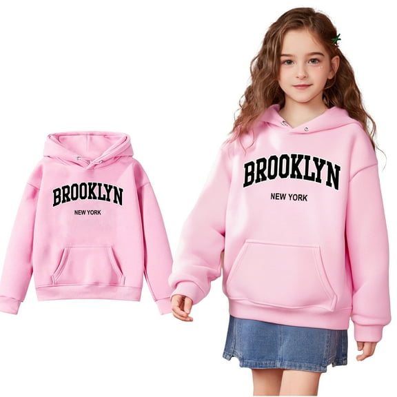 LIUYUNNN Kids Hoodie Pullover Pink Hoodie Long Sleeve Casual Basic Pullover Sweatshirt Hoodie Warm Fall Winter Clothes Girls Clothes Size 3-4 Years Boys Girls Fall Outfits