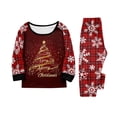 thumbnail image 5 of Family Pajamas Matching Sets - 2 piece Red Christmas Tree Print Long Sleeve Tops + Pants Loungewear Sets, Funny Cartoon Family Christmas Pajamas for Christmas Eve for 4 Years Pjs, 5 of 7