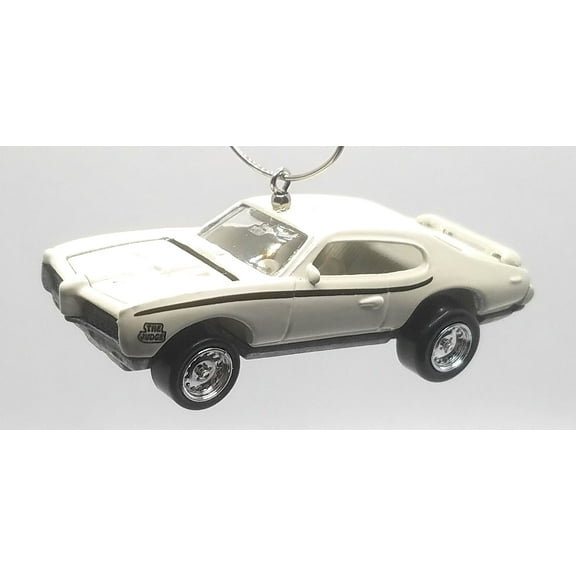 Christmas Ornament for 1969 Pontiac GTO Judge White Black Stripes