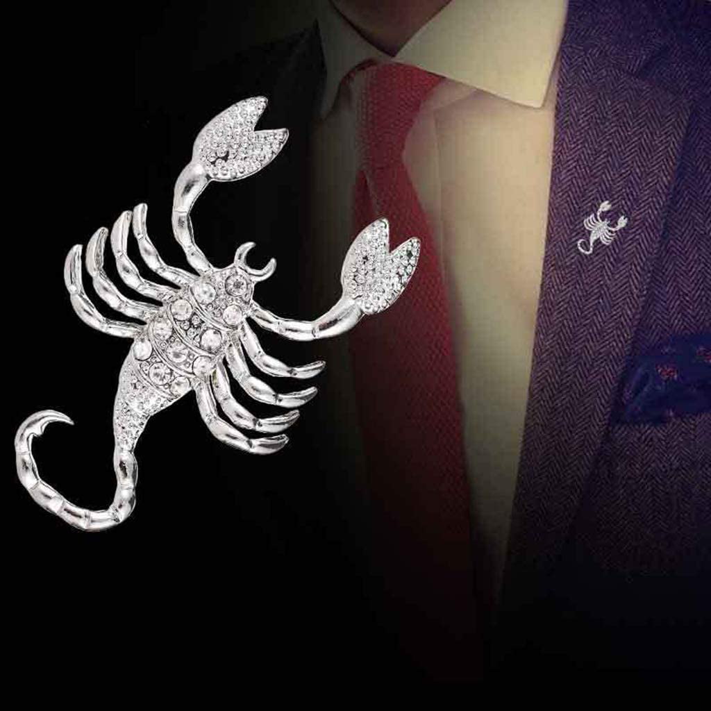 Gold Silver Cool Scorpion Brooch Pins for Men Dress 