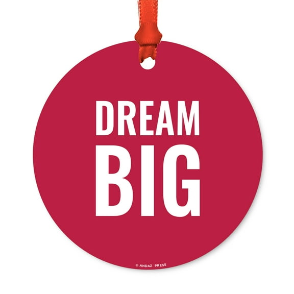 Motivational Metal Christmas Ornament, Dream Big, Includes Ribbon and Gift Bag
