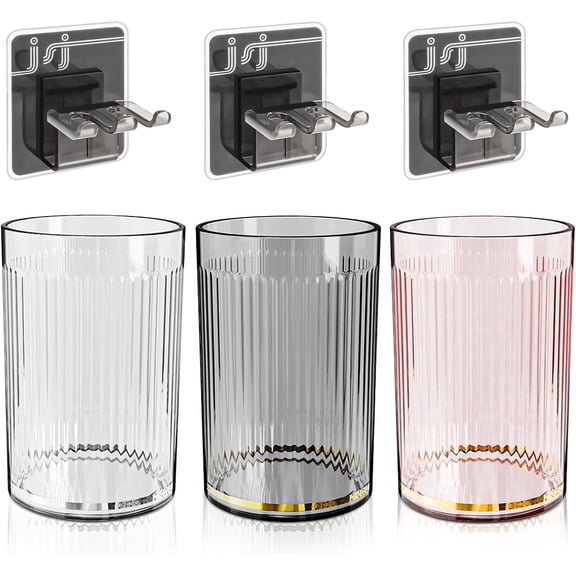 TIE-DailyNec 3 Pcs Plastic Toothbrush Holder for Electric Toothbrushes, Reusable Portable Bathroom Organizer Cup for Toothpaste Makeup Brushes, Razors