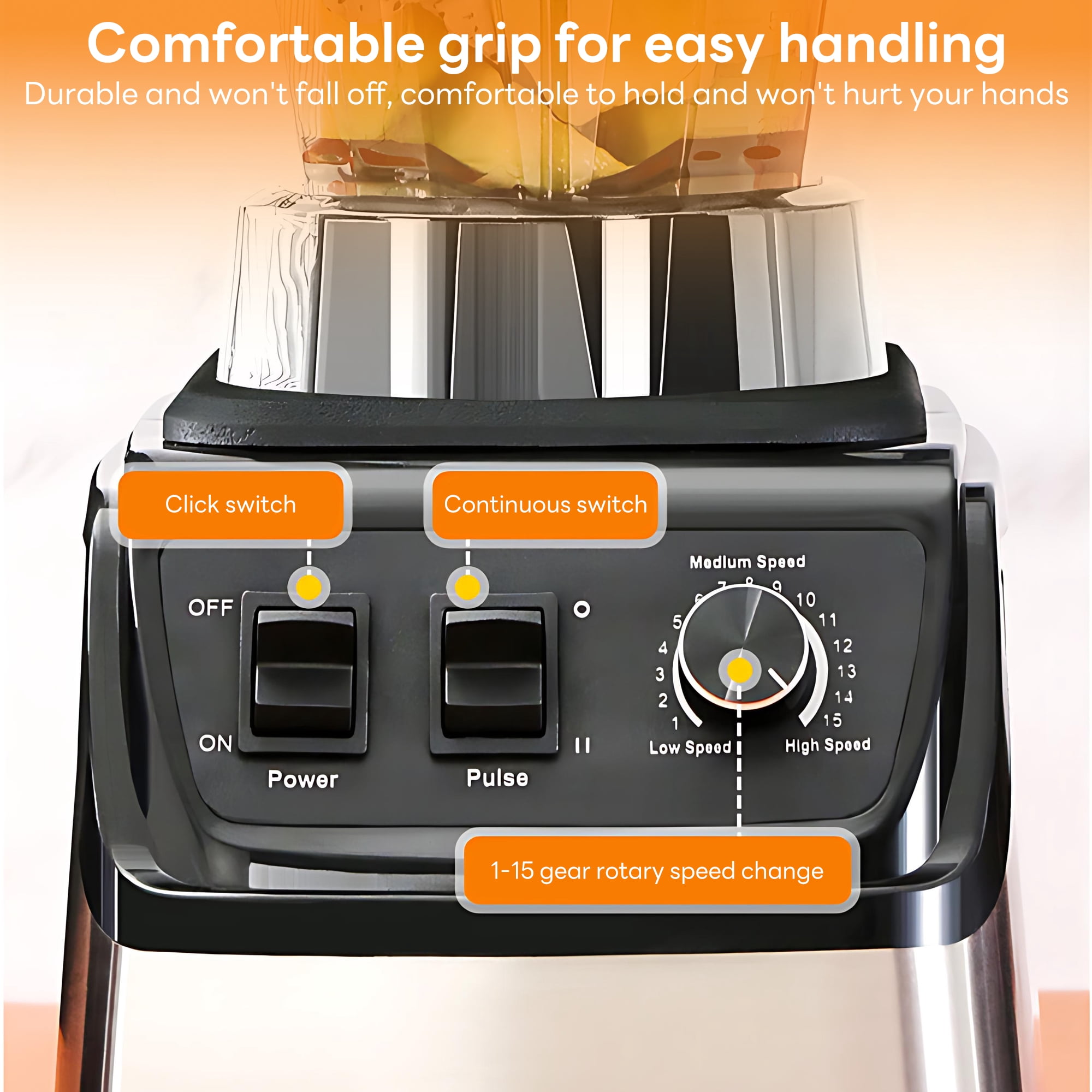 INSMART Food Processor Blender Combo,100oz Professional Kitchen System Blender, 9500W Motor, 15 Speed Adjustable, Multi-Function Electric Blender/Grinder/Chopper for Smoothies, Juice, Crush Ice