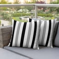 thumbnail image 5 of Pack of 2 Outdoor Pillow Covers 20x20 Inch Waterproof Black Gray Striped Throw Pillow Covers, Decorative Couch Pillow Case Sham Farmhouse Stripe Art Pillowcases Cushion Covers for Patio Garden, 5 of 8