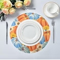 thumbnail image 5 of Thanksgiving Pumpkin and Sunflower Round Placemats Washable Placemats Non-Slip Heat-Resistant Table Place Mats for Dining Kitchen Holiday Party Table Decoration 15.4"-6PCS Table Mat, 5 of 7