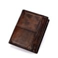 thumbnail image 1 of Tonnylam Cartera retro para hombre de cuero curtido vegetal, billetera de piel de vaca cepillada antirrobo RFID de primera capa, billetera desgastada de cuero genuino, 1 of 7