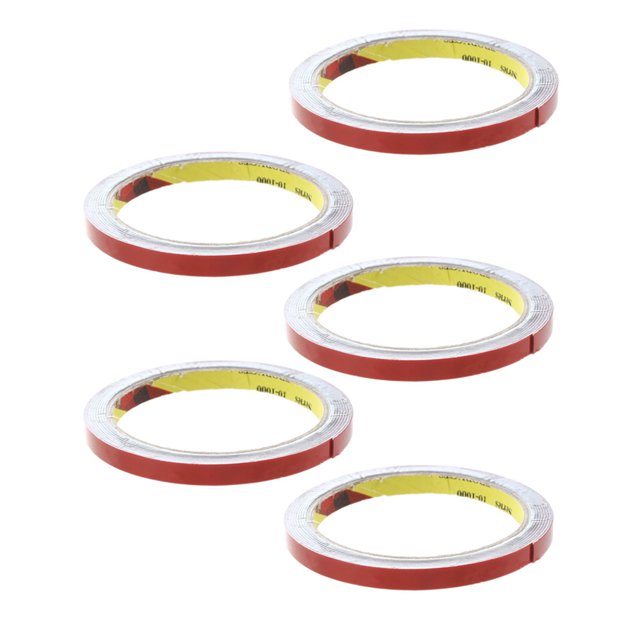 5X Ruban Adhésif Permanent Double Face Super Adhésif pour Véhicule Voiture, Rouge 8MM x, 5 x Ruban Double Face, Rouge