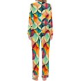 thumbnail image 4 of Color Vintage Geometric Pajamas Autumn Abstract Art Home Oversized Sleepwear Womens Long Sleeve Printed Retro Pajama Set, 4 of 7
