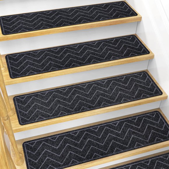 Alfombra antideslizante Stair Treads DK177, 20 x 76 cm, 15 unidades, color negro