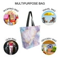 thumbnail image 7 of FORMRS Womens Canvas Tote Bag with Zipper Inner Pocket Shoulder Handbag, Purple Marble Pattern, 7 of 7