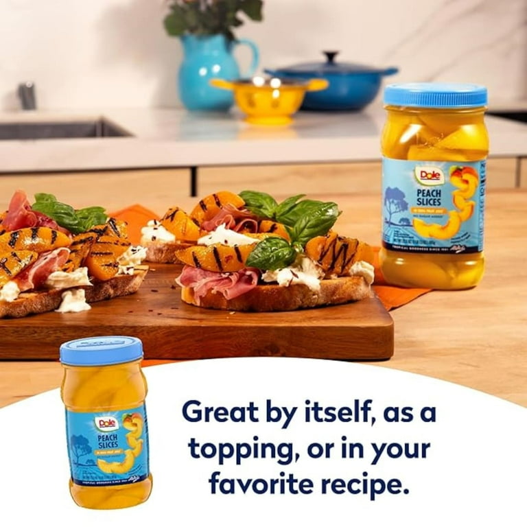 Dole Sliced Peaches in 100% Fruit Juice, 23.5 oz Jar, No Added