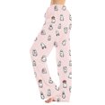 thumbnail image 5 of Halloween Pajama Pants Women's Drawstring Lounge Bottoms, Cute Ghost & Pumpkin Print Loose Fit Sleepwear Trousers, Soft Elastic Waist Leggings, 1 Pc Pink XXL, 5 of 5