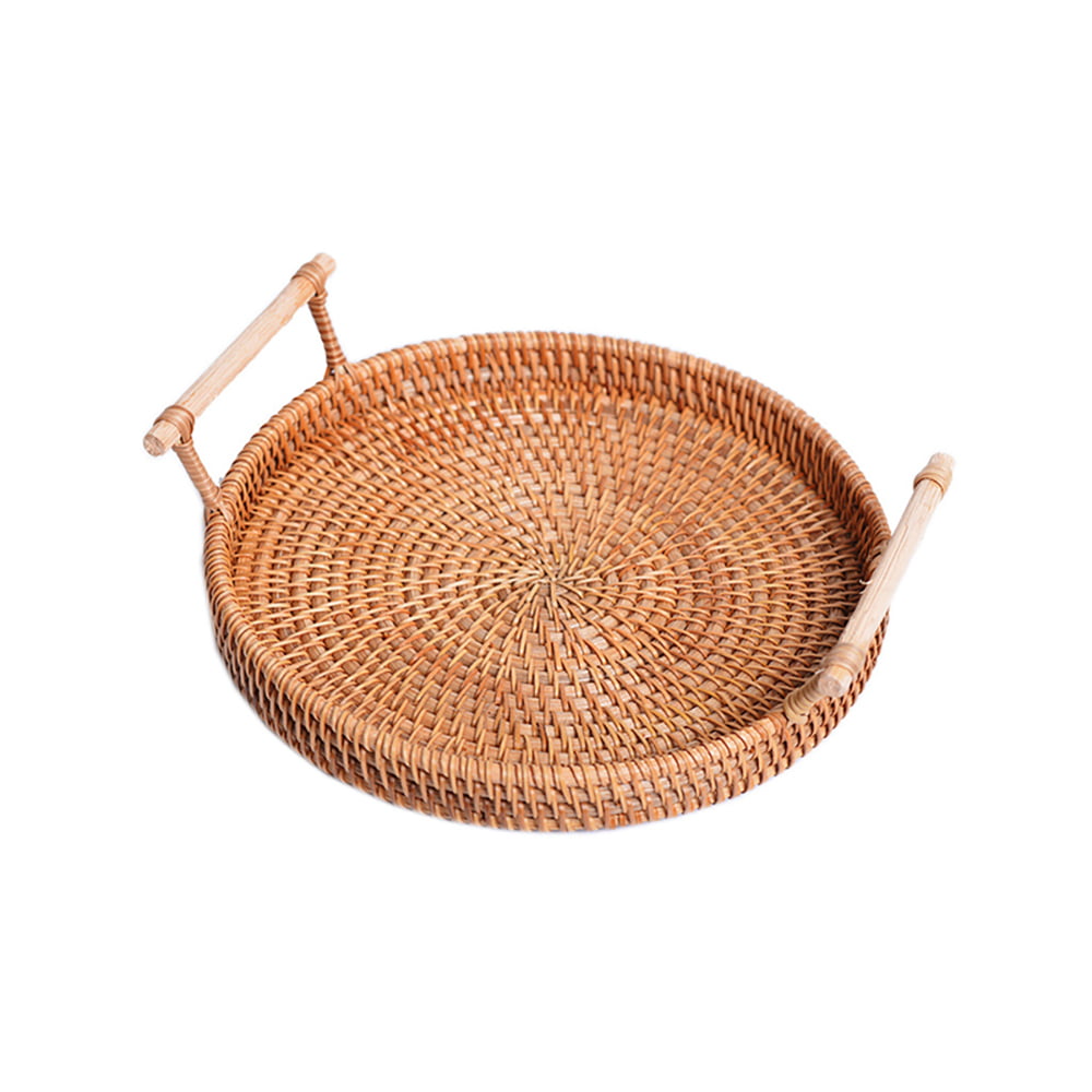 Details about  / Vintage Handmade Oval Bread Rattan Woven Basket Made Decorative With Handle