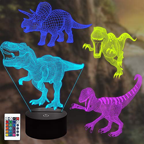 VSATEN 3D Dinosaur Night Light for Kids Optical Illusion LED Night Lamp 16 