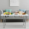 NiamVelo 4 ft Folding Table Plastic Portable Tables w/Handle