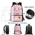 thumbnail image 3 of Yuyamidu Axoltol Backpack and Lunchbox for Girls 4th Grade/5th Grade Large Capacity School Bag for Kids 8-10 with Lunch Bag Pencil Box Pink Strawberry Book Bag Set with Lunch Tote, 3 in 1, 3 of 7