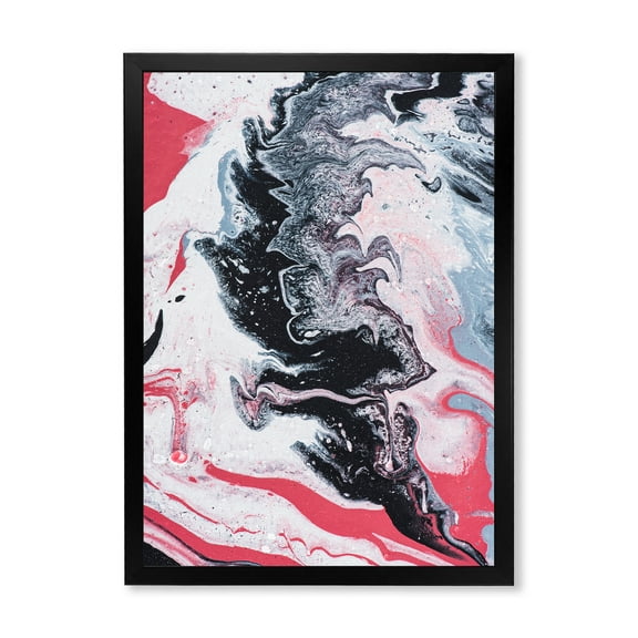Designart 'Abstract Marble Composition In Gray and Pink I' Modern Framed Art Print