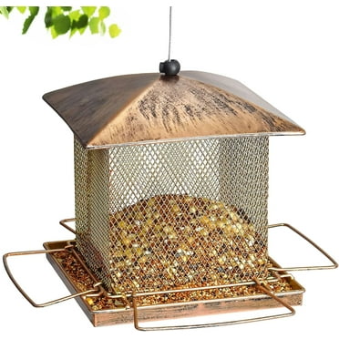 IWNTWY Bird Feeder for Outdoors Hanging, 3.5 lbs Capacity Metal Wild Birdfeeder with Squirrel Proof Buckle