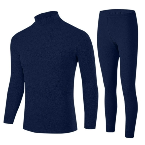 Long Johns for Men Thermal Underwear Sets 2 Piece Stretchy Slim Long Sleeve Shirts and Leggings Pants Solid Color Basic Thermals Outfits Set