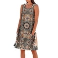 thumbnail image 2 of LVHAOGJOB Robes d'Été pour Femmes en Coton et Lin avec Poches Robe Midi Fluide Col Rond Sans Manches Grande Taille Ample Robe d'Été pour Femme Longue, 2 of 5