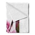 thumbnail image 2 of Letter M Soft Flannel Fleece Blanket, Magnolia Florets Dignity and Nobility Expressing Flowers in Alphabet Design, Cozy Plush for Indoor and Outdoor Use, 50" x 70", Pink Green Black, by Ambesonne, 2 of 5