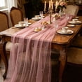 thumbnail image 6 of Pearl Sheer Table Runner Sophisticated Chiffon Dining Tablecloth Fabric For Wedding Party Banquet Backdrop Pink, 6 of 6