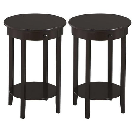 Set Of 2 End Tables Nightstand Sofa Bed Chair Side Table Round Accent Stand W Drawer Tall