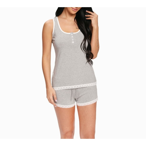 Conjunto de Pijama Para Mujer Camiseta Sin Mangas y Pantalones Cortos de Pijama nine bull M